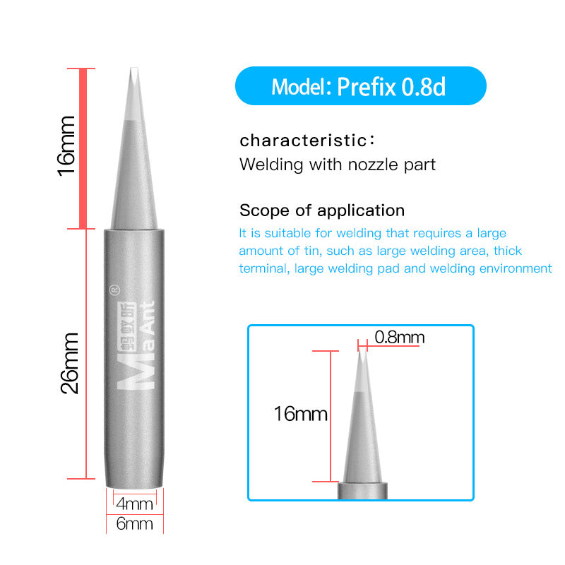 ANT936A Lead-Free Soldering Iron Tip Solder Iron Tips 937A Soldering Station Thermostatic Tip - Flat 0.8D