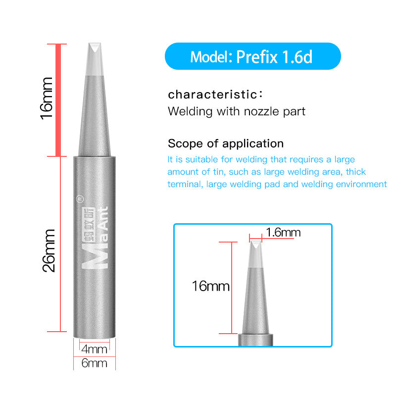 ANT936A Lead-Free Soldering Iron Tip Solder Iron Tips 937A Soldering Station Thermostatic Tip - Flat 1.6D