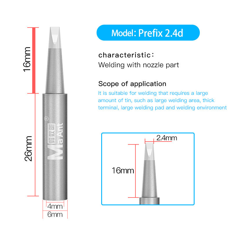 ANT936A Lead-Free Soldering Iron Tip Solder Iron Tips 937A Soldering Station Thermostatic Tip - Flat 2.4D