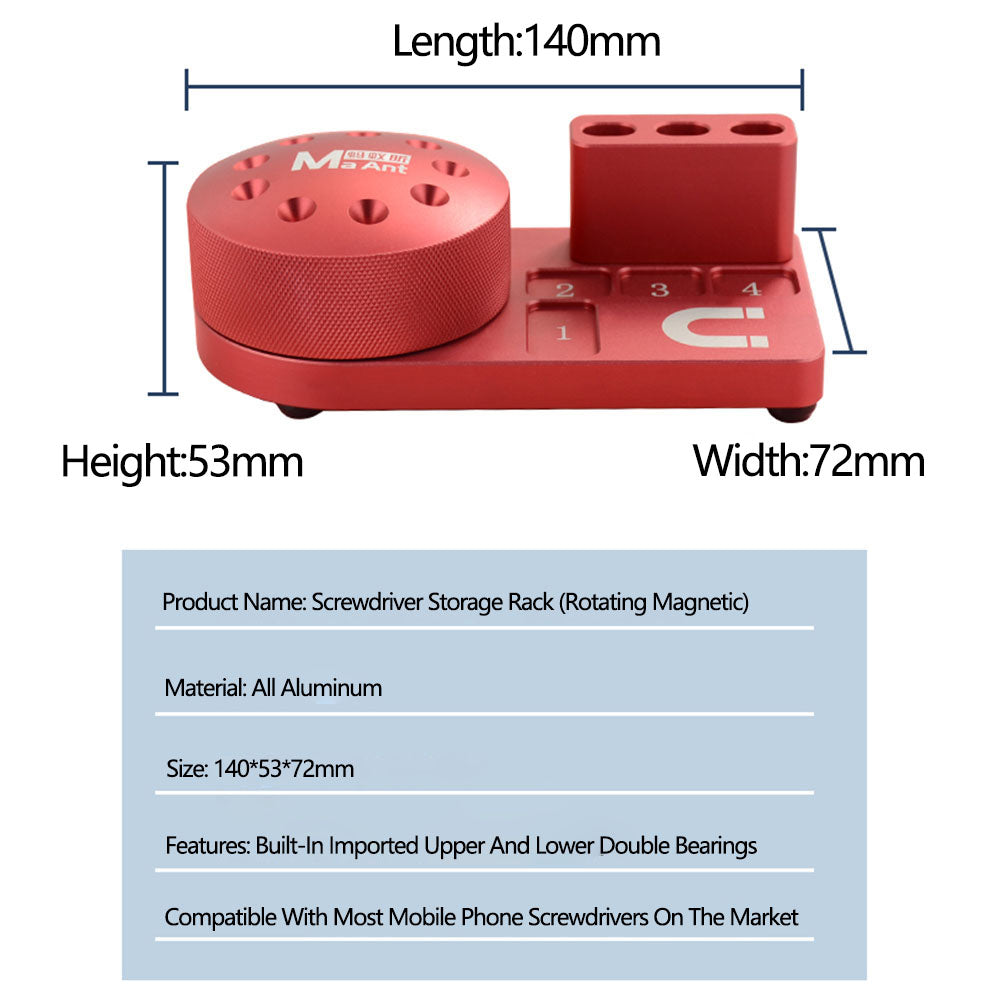 Screwdriver Tweezers Screws Storage Rack Rotating Design Aluminum Screwdriver Holder Base - Red