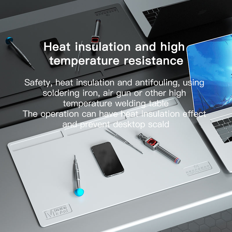 G1 500x300mm Silicone High-Temperature Resistant Insulation Pad for Mobile Phone Anti-Static Mat - Green