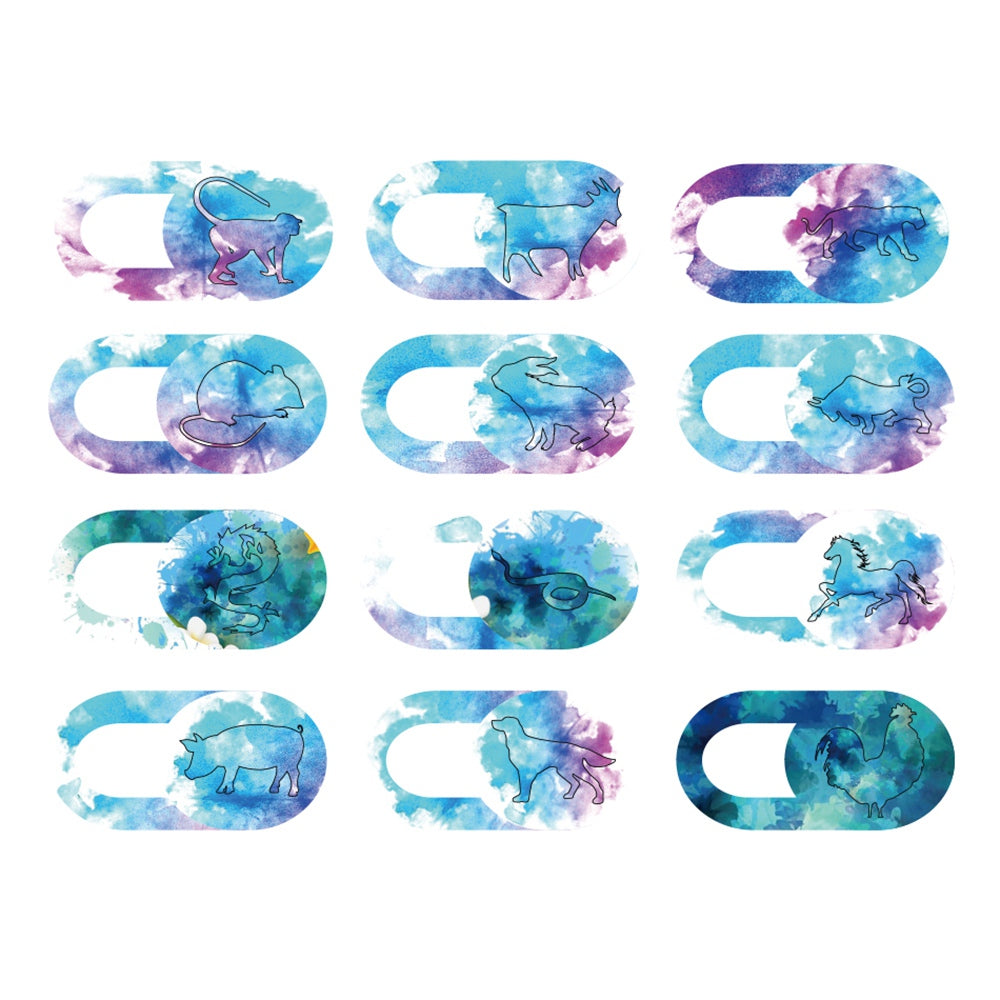 12Pcs / Set Stylish Animal Pattern Laptop Tablet Privacy Protection Camera Slider Cover Webcam Sticker Lid