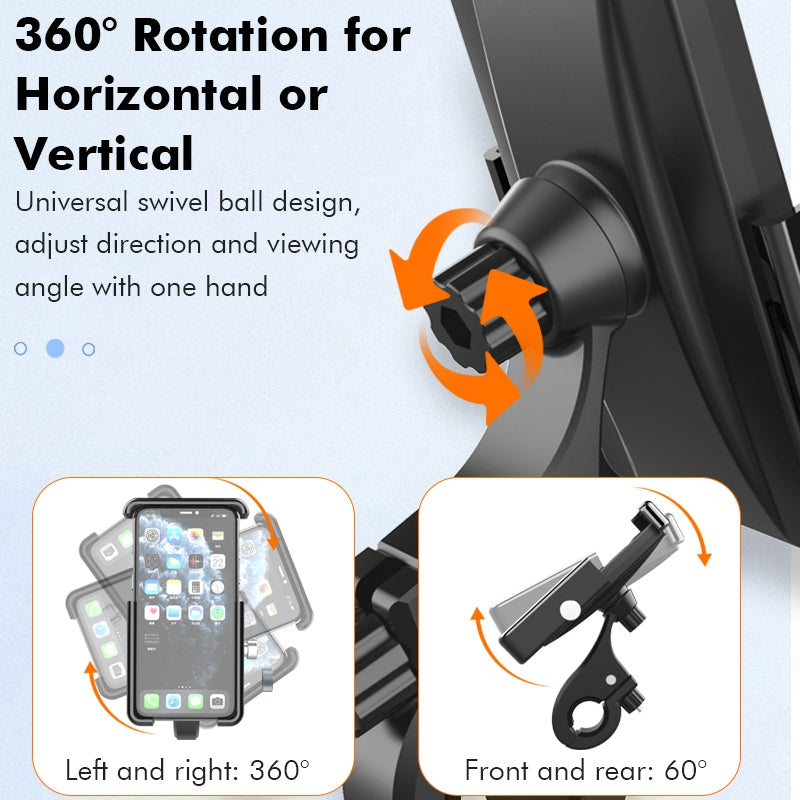 QX-21 360 Degrees Rotatable Bike Motorcycle Handlebar Mount Phone Holder Shockproof Bicycle Cellphone GPS Mount Bracket