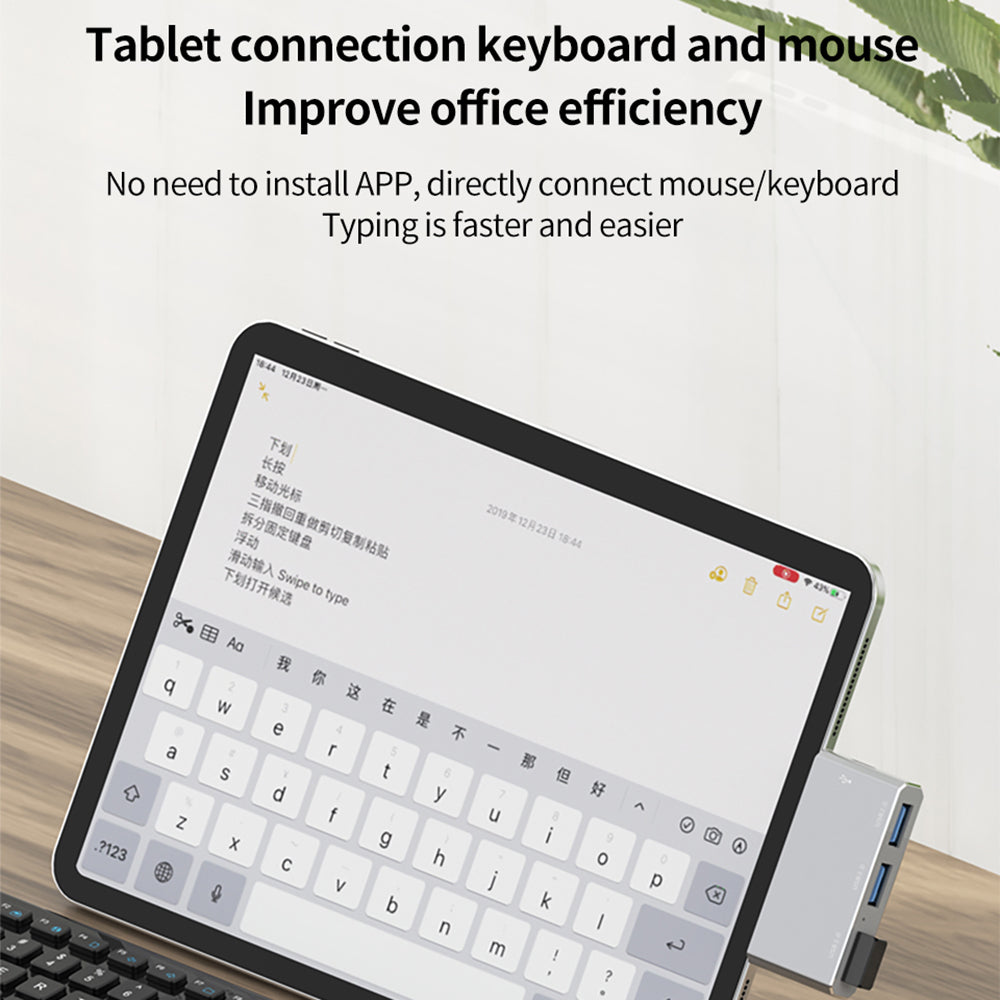 Type-C to USB3.0 2.0 Expansion Dock 5Gbps High Speed USB-C Four-in-one Hub - Silver