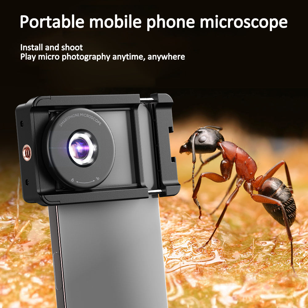 Apexel MS009 Phone Microscope LED Light Design Microscope Magnifier with Telescopic Cell Phone Clip