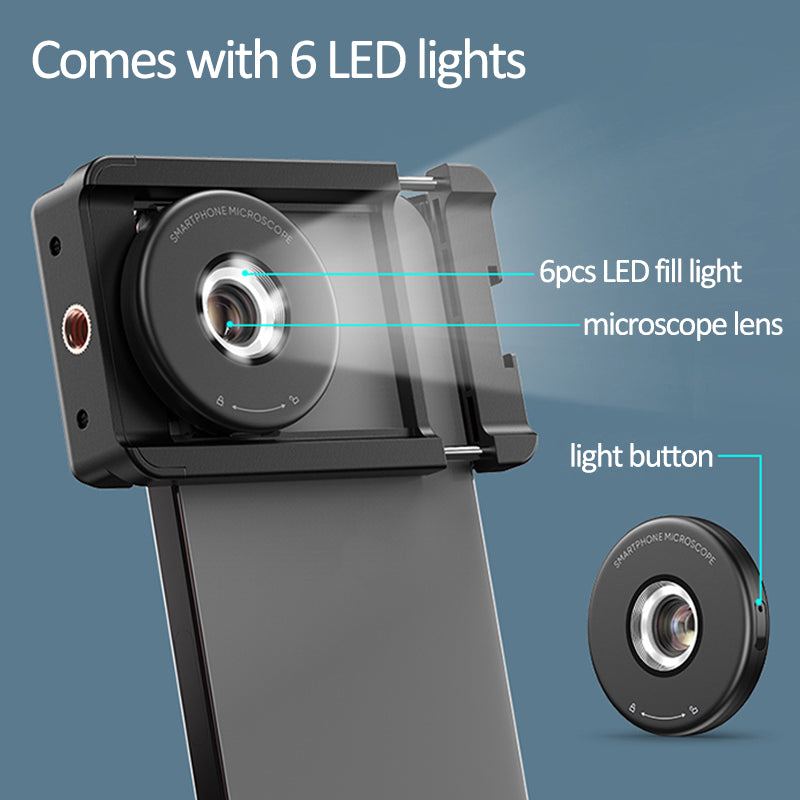 Apexel MS009 Phone Microscope LED Light Design Microscope Magnifier with Telescopic Cell Phone Clip