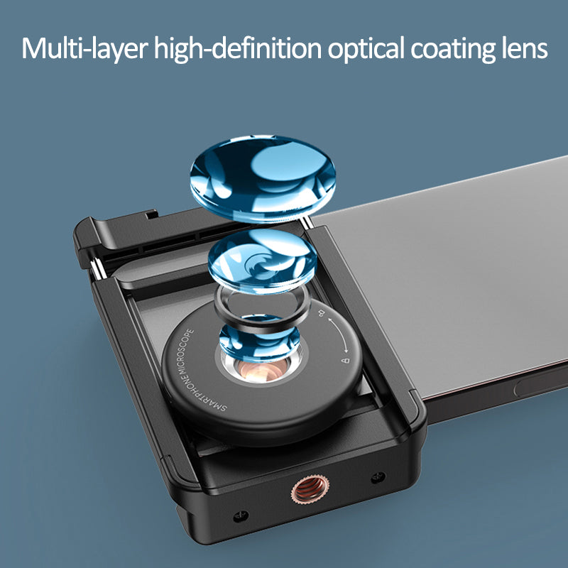 Apexel MS009 Phone Microscope LED Light Design Microscope Magnifier with Telescopic Cell Phone Clip
