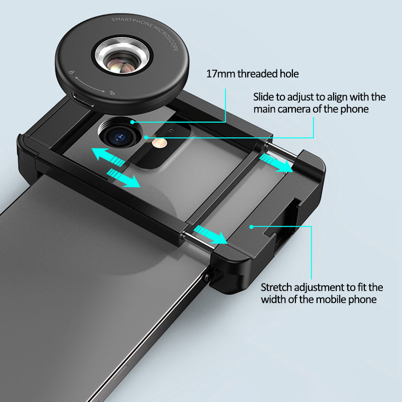 Apexel MS009 Phone Microscope LED Light Design Microscope Magnifier with Telescopic Cell Phone Clip