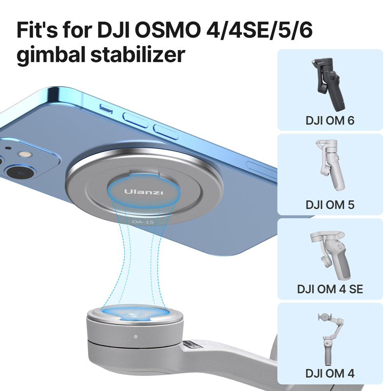 Uniqkart OA-15 Compatible with MagSafe Adapter Ring Holder Phone Mount for DJI OSMO 4 / 4SE / 5 / 6 Gimbal Stabilizer