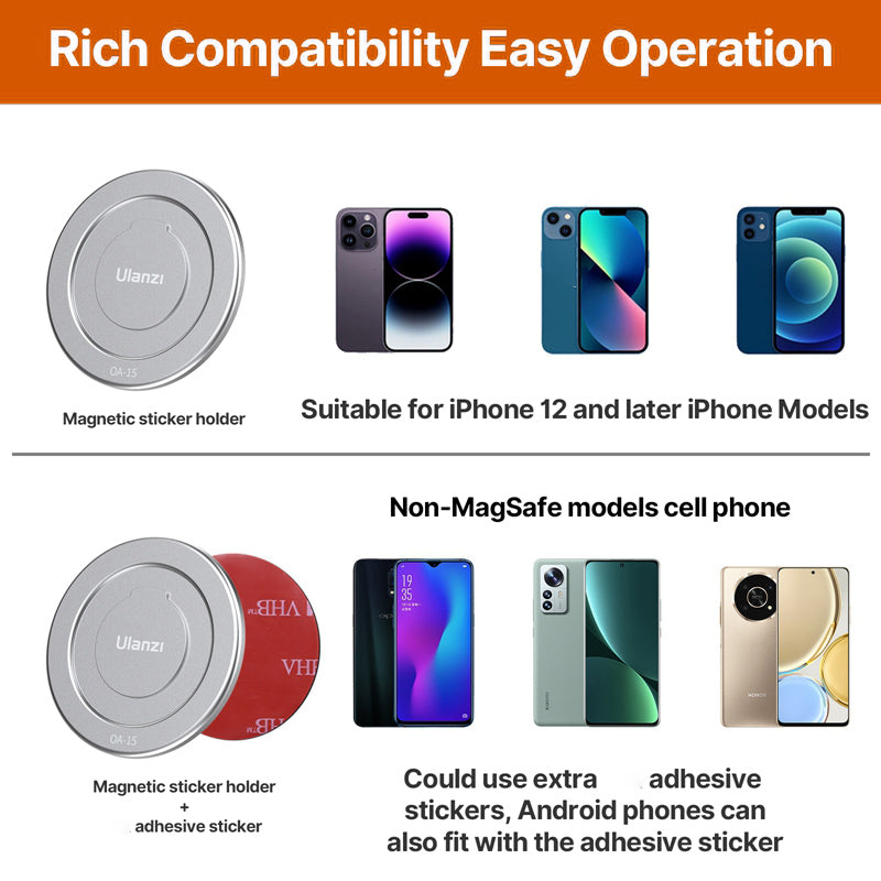 Uniqkart OA-15 Compatible with MagSafe Adapter Ring Holder Phone Mount for DJI OSMO 4 / 4SE / 5 / 6 Gimbal Stabilizer