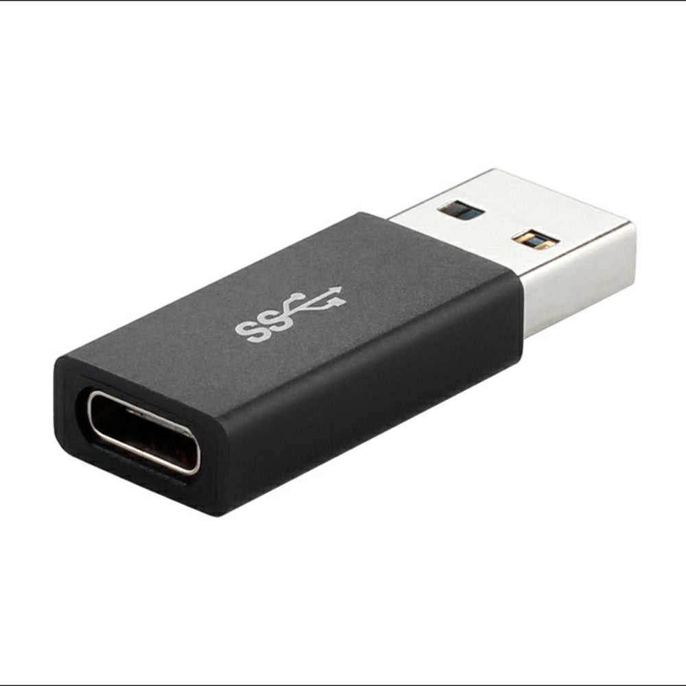 Aluminum Alloy USB 3.1 Type-C Female to USB A Male Adapter Data Sync Converter - Black