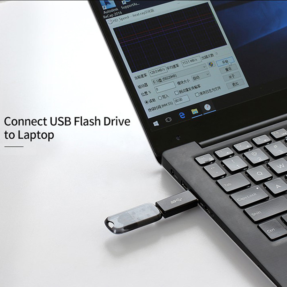 Aluminum Alloy USB 3.1 Type-C Female to USB A Male Adapter Data Sync Converter - Black