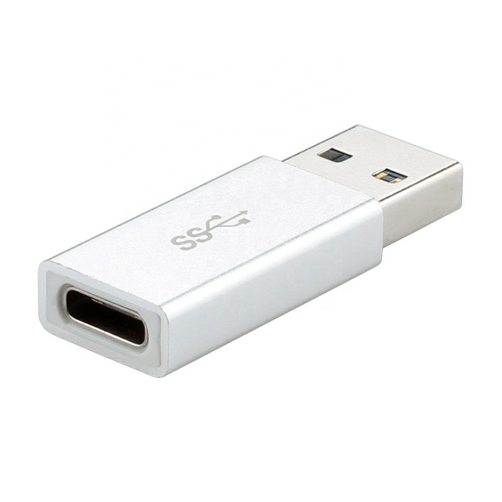 Aluminum Alloy USB 3.1 Type-C Female to USB A Male Adapter Data Sync Converter - Silver