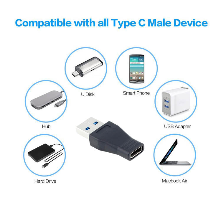 USB 3.1 Type C Female to USB 3.0 A Male OTG Adapter Nickel-Plated Sync Data Converter Connector