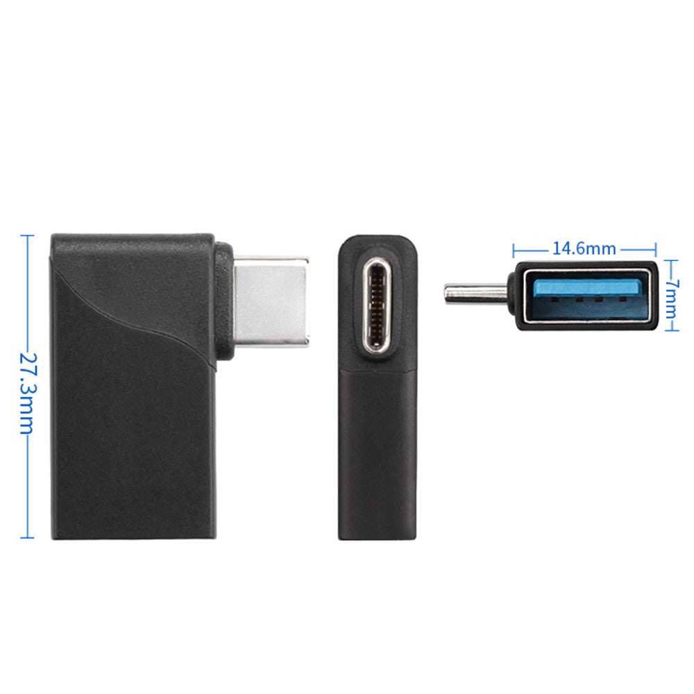 Portable Right Angle USB-C Male to USB-A Female Converter OTG Adapter