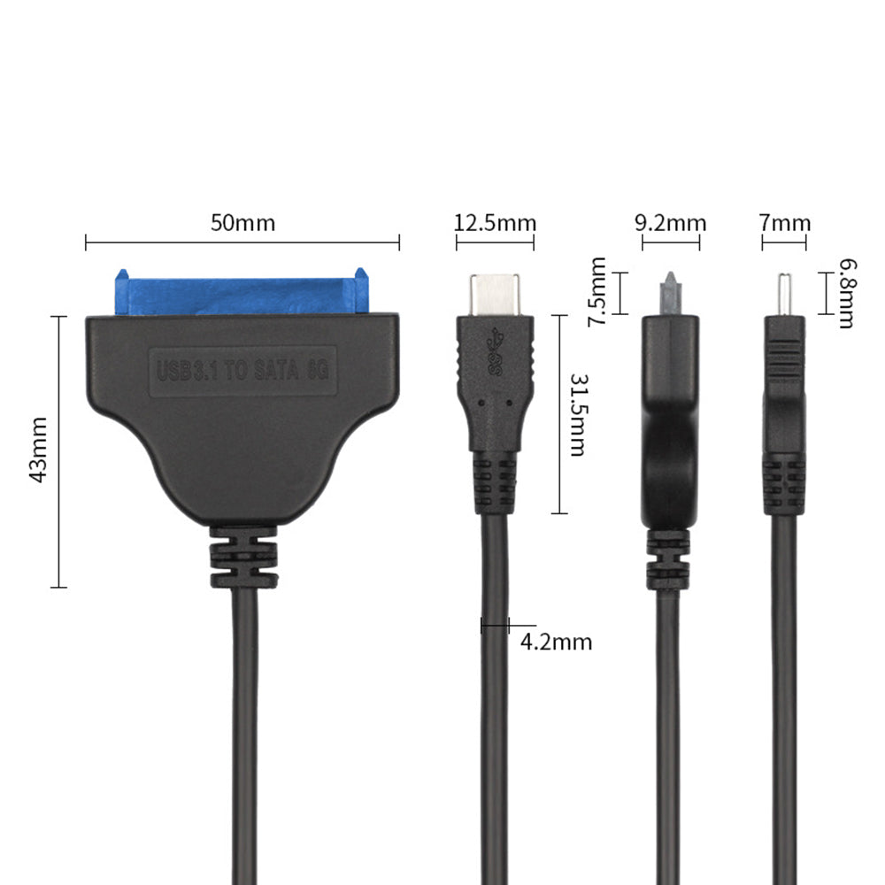 USB-C to 22-pin SATA Adapter Converter High-Speed Data Transfer Cable for 2.5 inch HDD SSD - Black