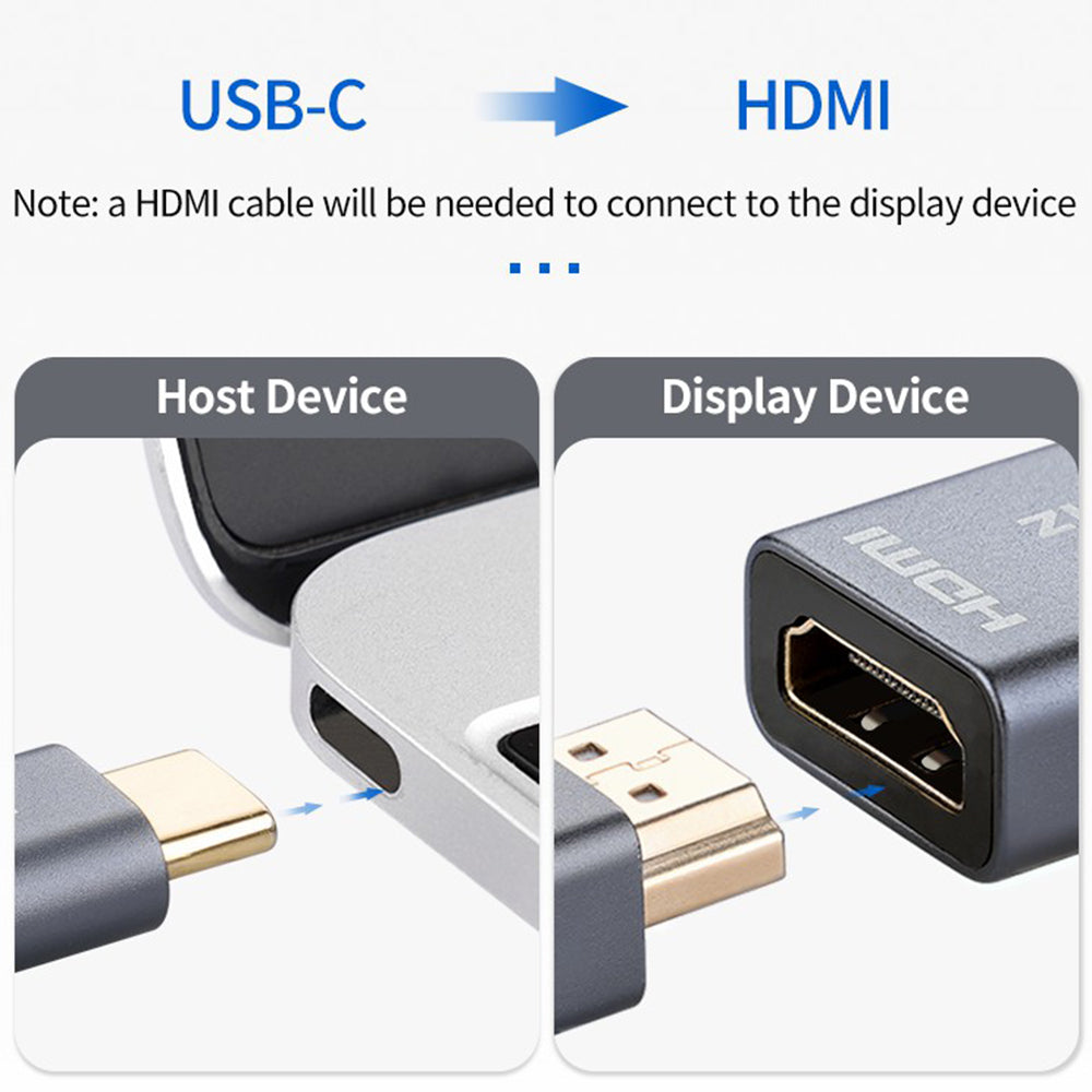 4K 60Hz USB C to HDMI Adapter Braided Cable Gold-plated Connector Converter for MacBook Pro Air/ iPad Pro/Pixelbook XPS/Samsung Galaxy - Grey