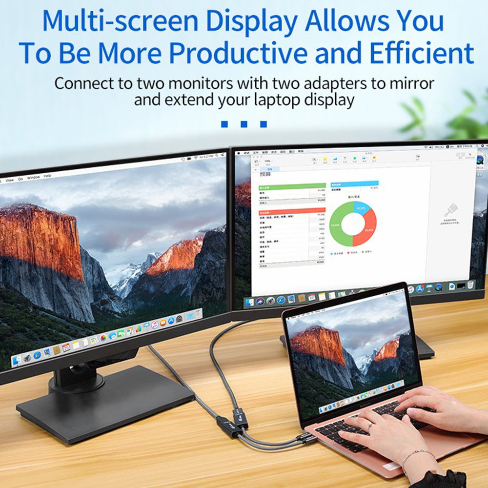 4K 60Hz USB C to HDMI Adapter Braided Cable Gold-plated Connector Converter for MacBook Pro Air/ iPad Pro/Pixelbook XPS/Samsung Galaxy - Grey