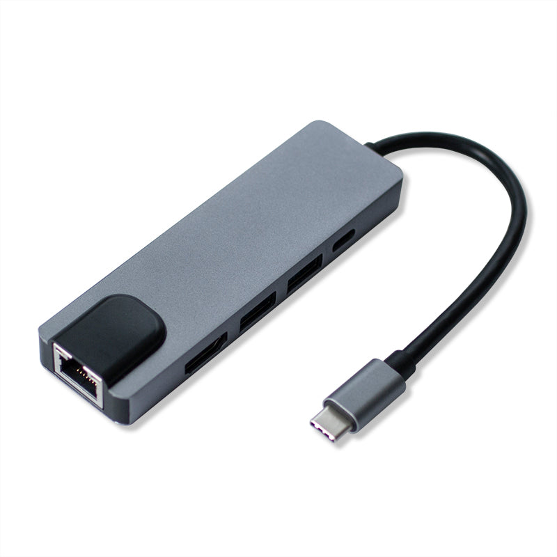 5-in-1 USB C Hub to 4K Resolution HD Video, 2 USB 3.0, Type C Port, 1000Mbps Ethernet Extender