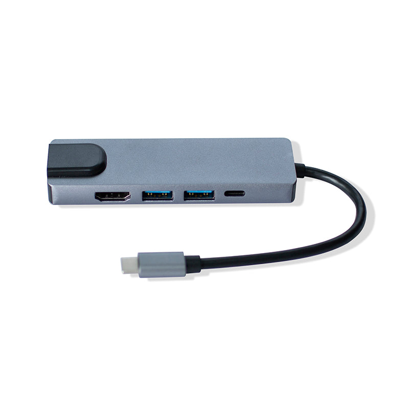 5-in-1 USB C Hub to 4K Resolution HD Video, 2 USB 3.0, Type C Port, 1000Mbps Ethernet Extender
