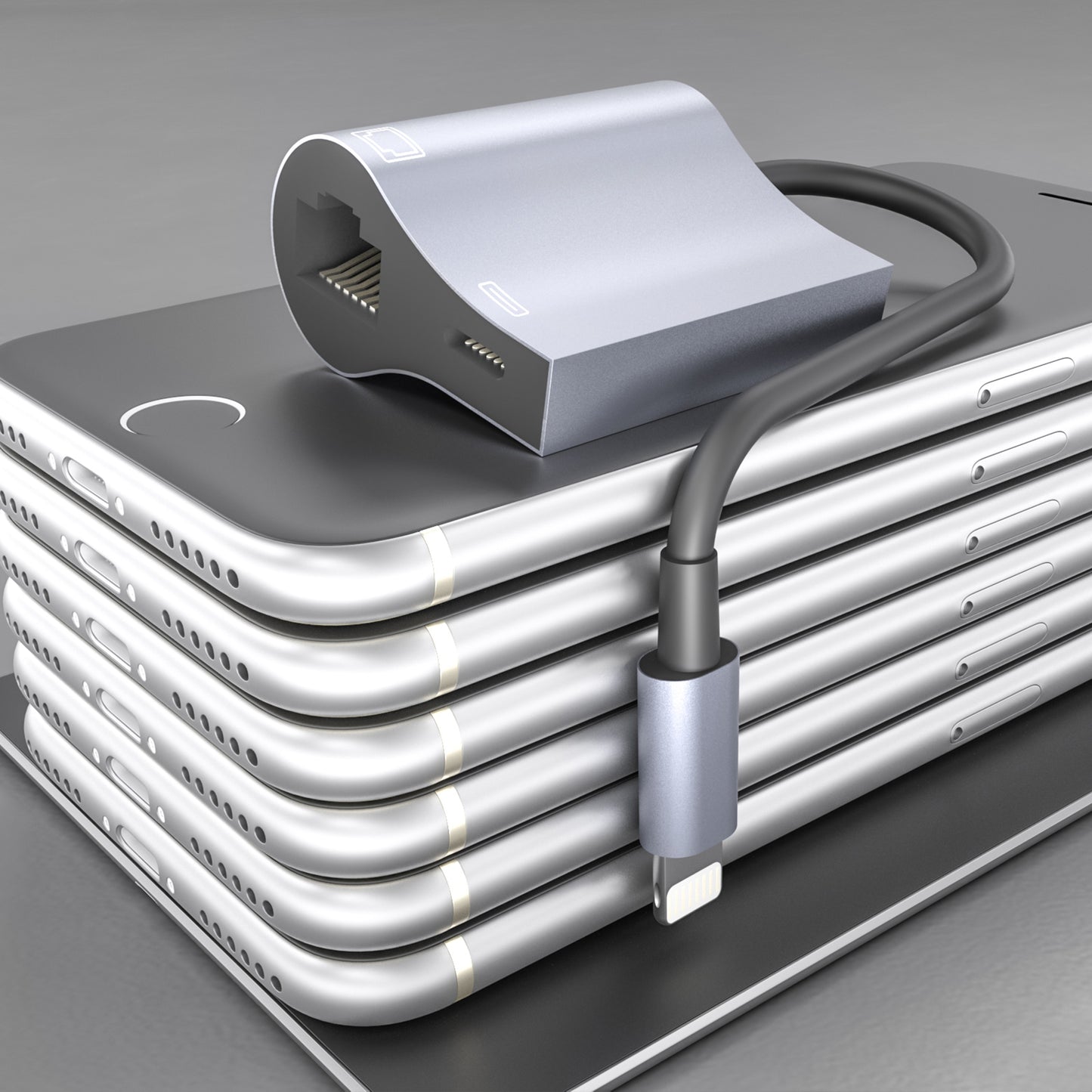 NK-1054 Lightning to RJ45 Ethernet Adapter with Lightning Female Charging Port for iPhone iPad iPod Touch