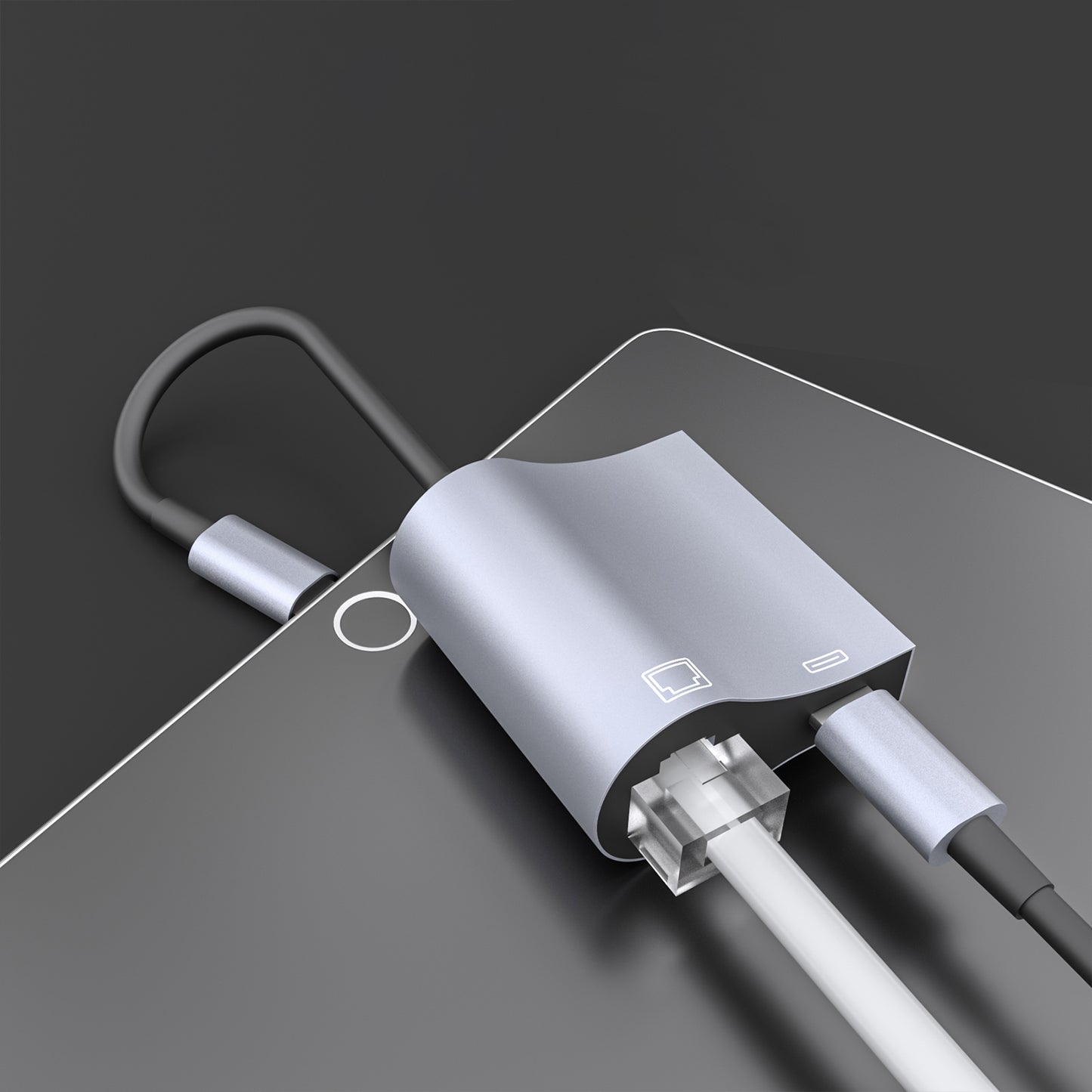 NK-1054 Lightning to RJ45 Ethernet Adapter with Lightning Female Charging Port for iPhone iPad iPod Touch