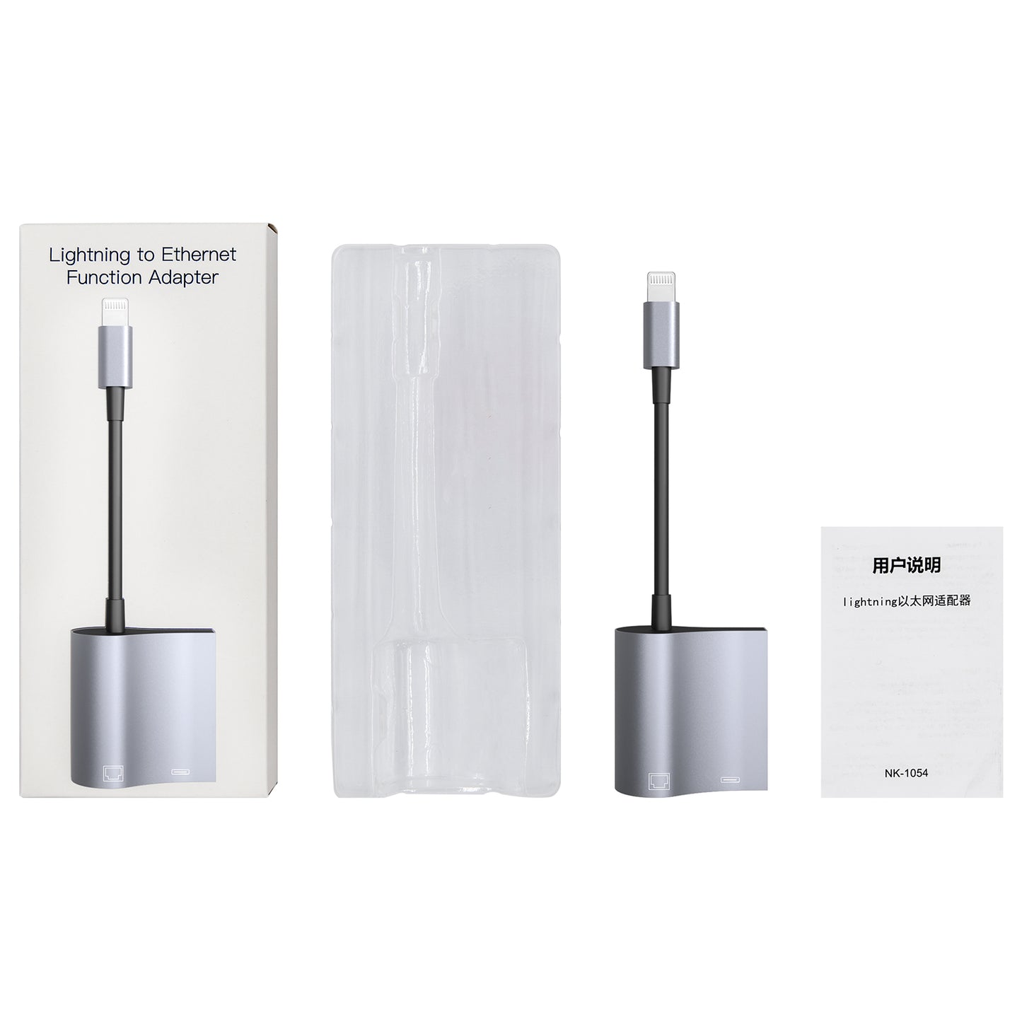 NK-1054 Lightning to RJ45 Ethernet Adapter with Lightning Female Charging Port for iPhone iPad iPod Touch