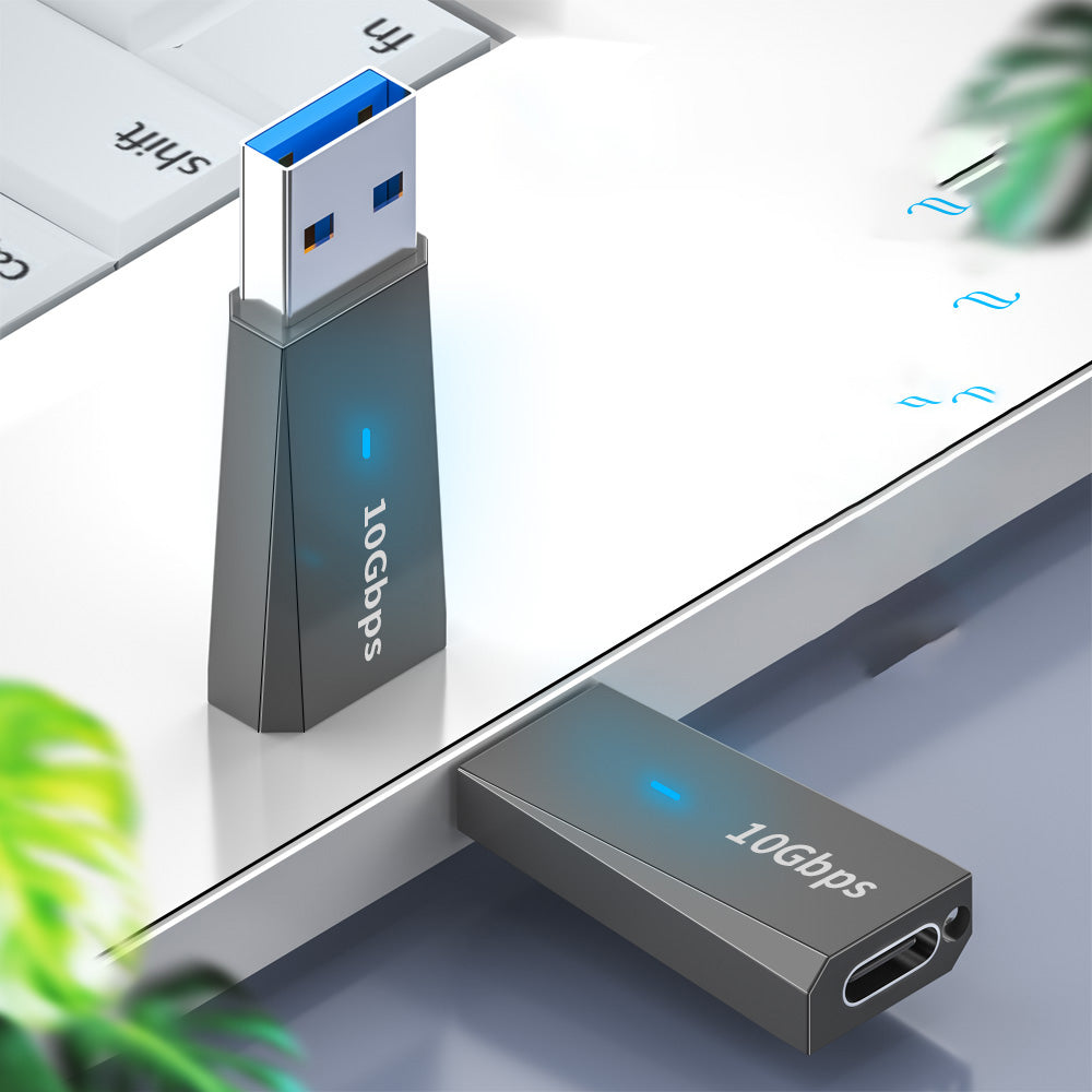 ADS-613 USB 3.1 Male to Type-C Female Adapter Mini Data Transfer USB Converter for Laptops Smartphones - Black
