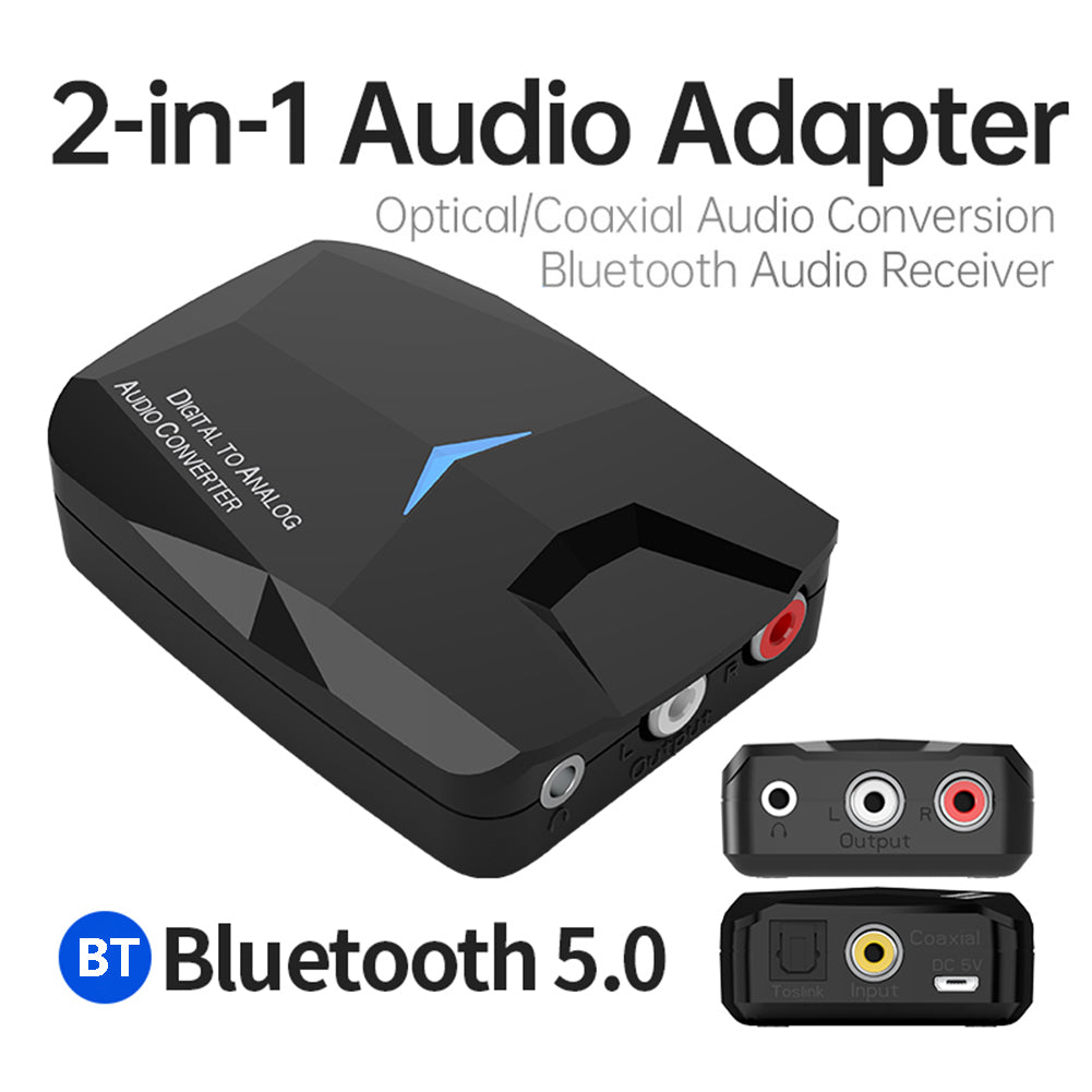 Bluetooth 5.0 Audio Adapter Receiver Digital to Analog Fiber Optic Coaxial Audio Converter