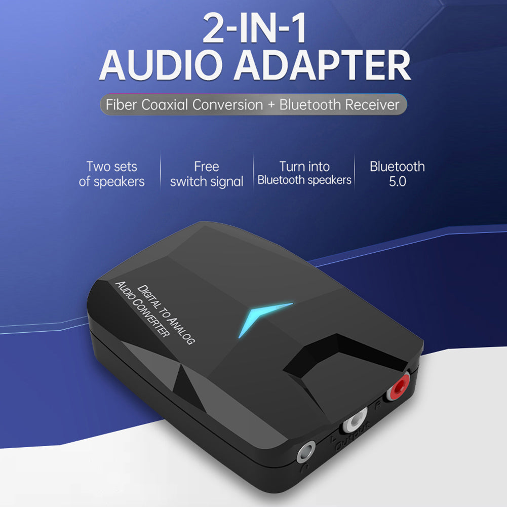 Bluetooth 5.0 Audio Adapter Receiver Digital to Analog Fiber Optic Coaxial Audio Converter