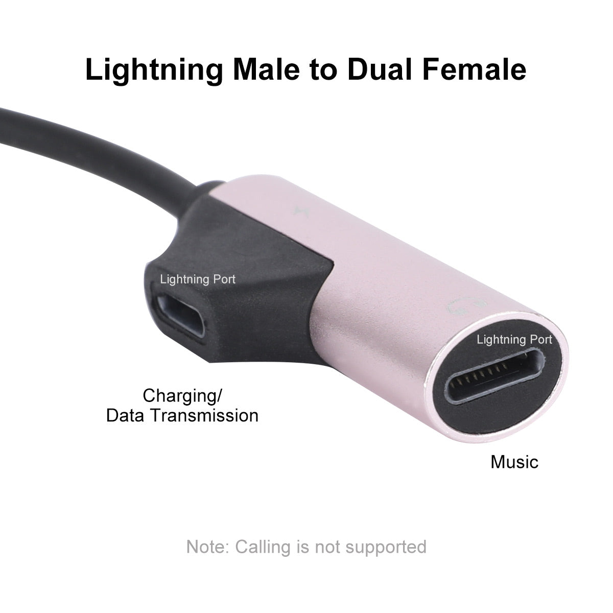 ENK-AT109 2 in 1 Dual Lightning Converter Lightning to Audio Jack and Charger Extender Earphone Charging Splitter - Black