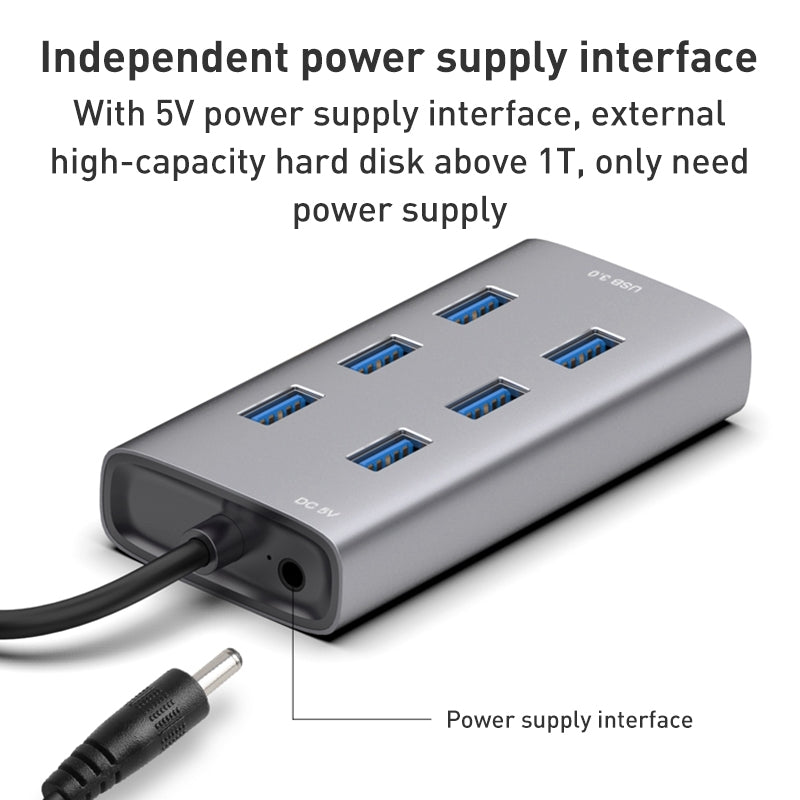 8108 USB 3.0 Hub 300MB / s High-speed Transfer 7-Port Splitter with 5V Power Supply Interface, Length: 80cm