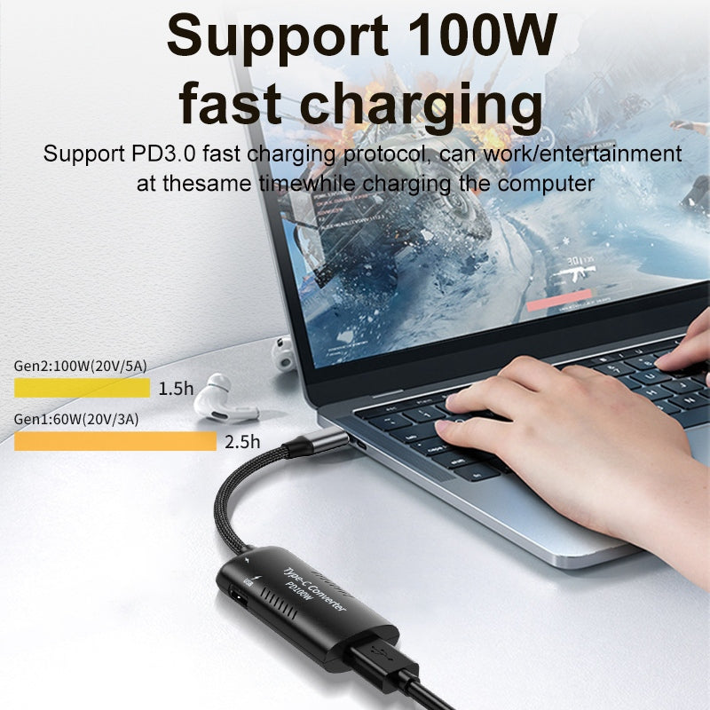 DC7406 + Type-C + USB to Type-C Laptop Power Adapter Converter Multi-function Adapter
