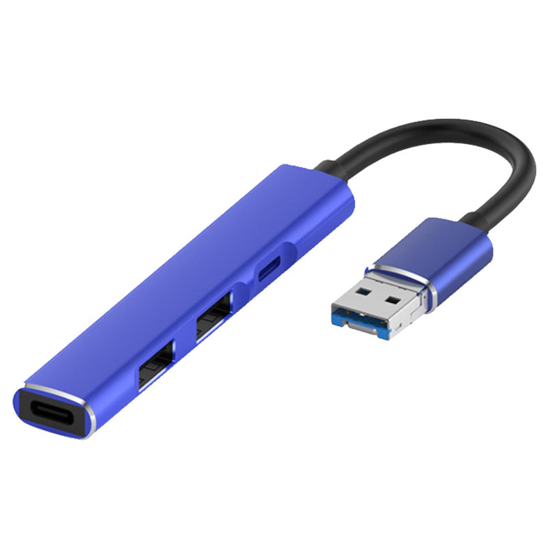 4 in 1 Hub 8 Pin / USB to Type-C / 2 USB / Lightning Multifunctional Docking Station - Blue