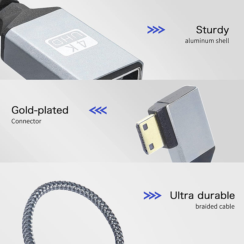 HDMI Female to Mini HDMI Male Adapter 4K / 60Hz UHD HDMI Converter Nylon Braided Cable