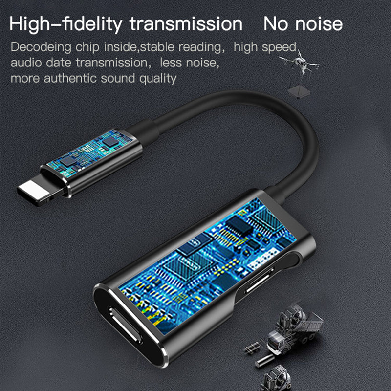 YESIDO YAU 11 Lightning to Lightning Female + 3.5mm Audio Adapter Cable 2 in 1 Charging Music Lightning Converter