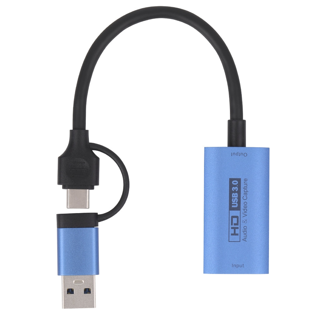 Z29C HDMI Female to USB 3.0 + Type-C Male Adapter Aluminum Alloy 2-in-1 HD Video Capture Card Dongle