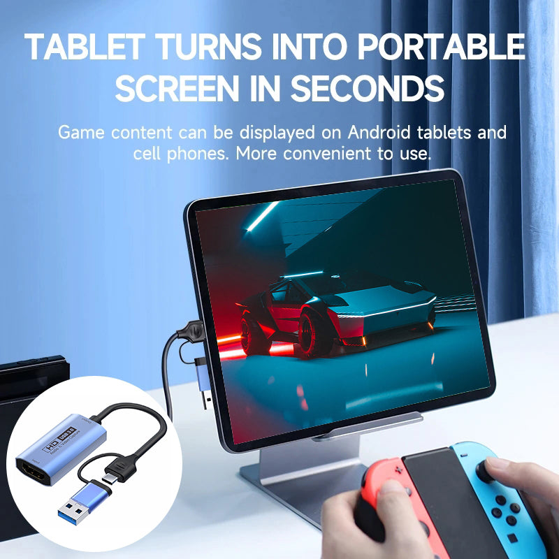 Z29C HDMI Female to USB 3.0 + Type-C Male Adapter Aluminum Alloy 2-in-1 HD Video Capture Card Dongle