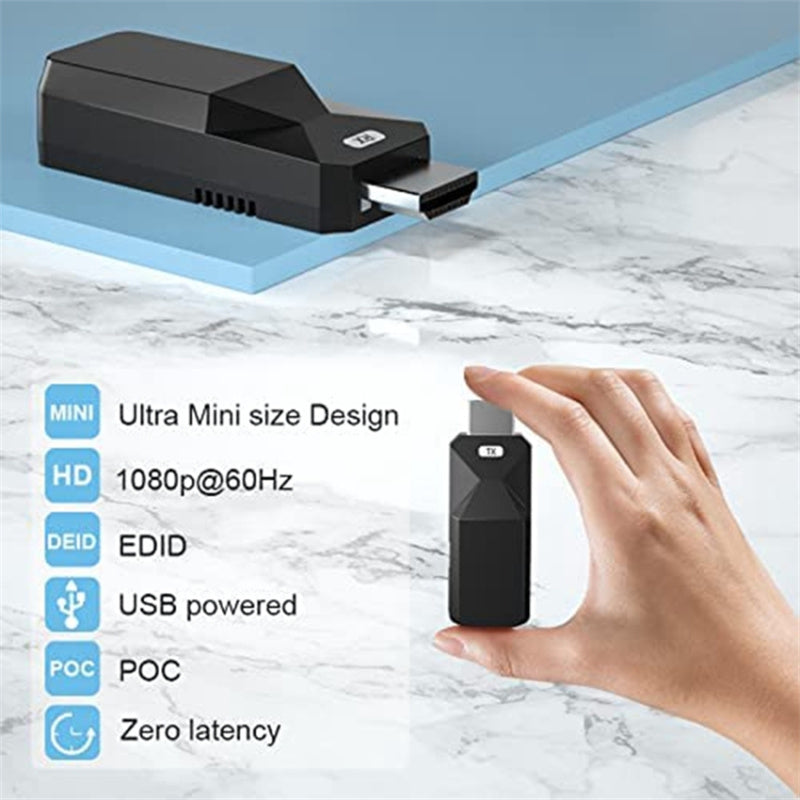 PWAY HT238P HDMI Extender 50m Audio Video 1080P Cat6 Ethernet Extension Adapter (1 Transmitter + 1 Receiver)