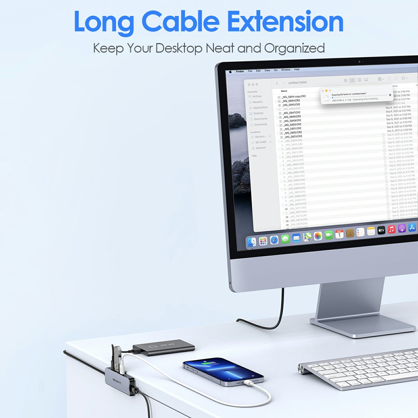 Uniqkart CE31-0.6M Cloud Ala Series 5-in-1 Mini USB-C Docking Station Type-C to 4 USB-C + 5V USB-C Hub Adapter - Grey