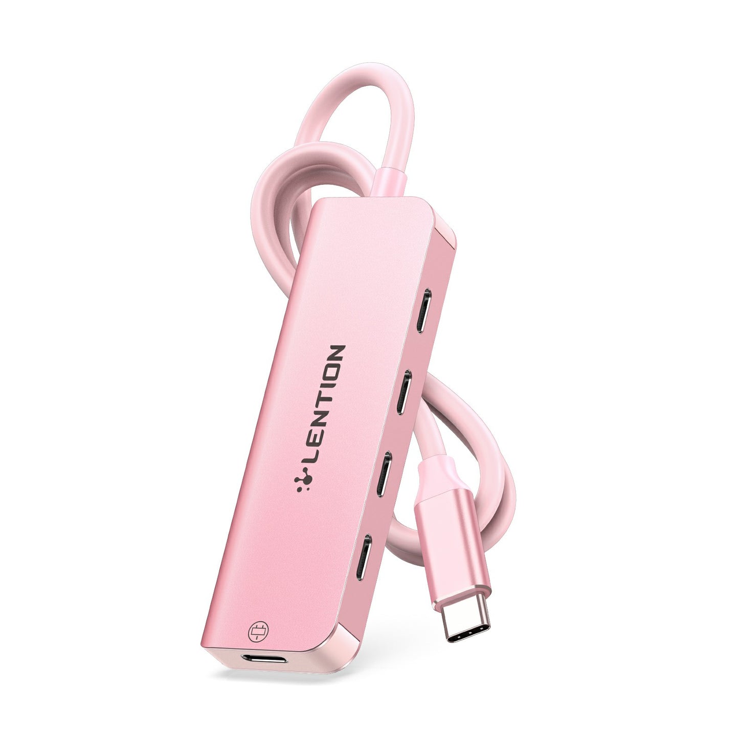 Uniqkart CE31-0.6M Cloud Ala Series 5-in-1 Mini USB-C Docking Station Type-C to 4 USB-C + 5V USB-C Hub Adapter - Rose Gold