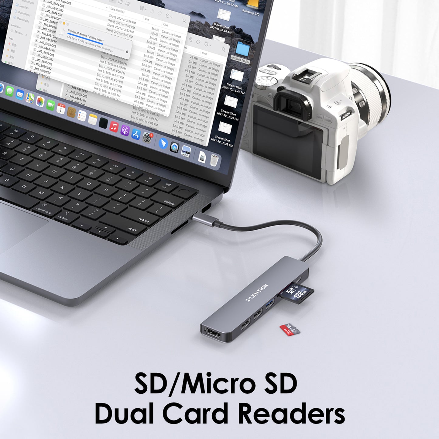 Uniqkart CE18HCR Cloud Ala Series Portable USB Hub Adapter Type-C Docking Station with USB+HD 4K / 30Hz+SD / TF+PD 100W - Grey