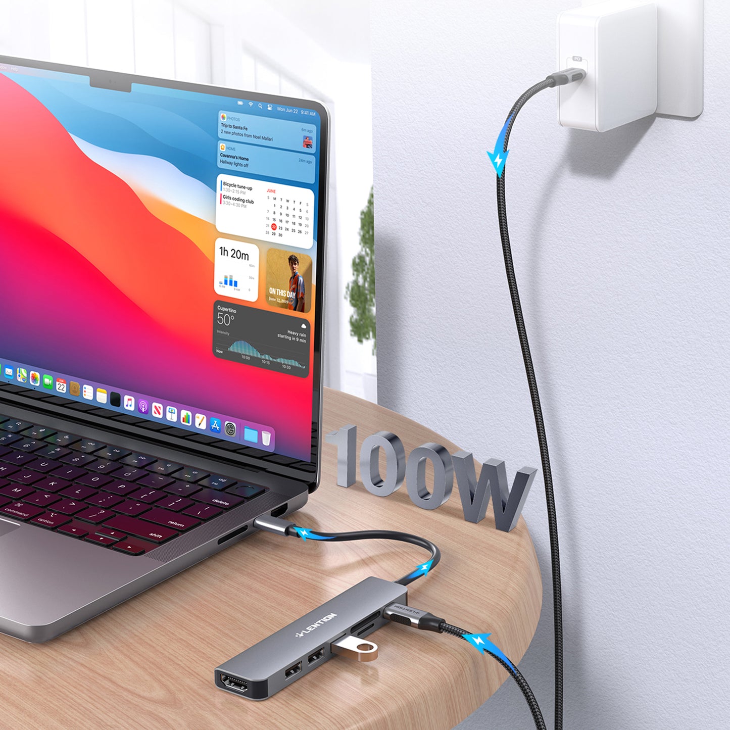 Uniqkart CE18HCR Cloud Ala Series Portable USB Hub Adapter Type-C Docking Station with USB+HD 4K / 30Hz+SD / TF+PD 100W - Grey