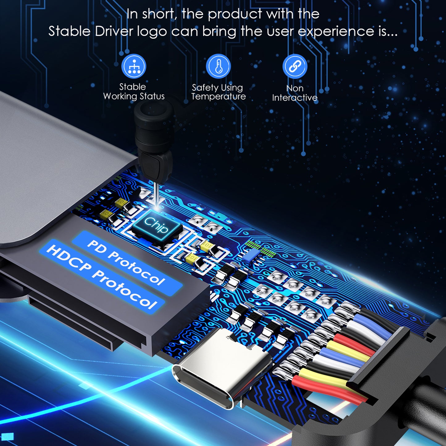 Uniqkart CE18HCR Cloud Ala Series Portable USB Hub Adapter Type-C Docking Station with USB+HD 4K / 30Hz+SD / TF+PD 100W - Grey