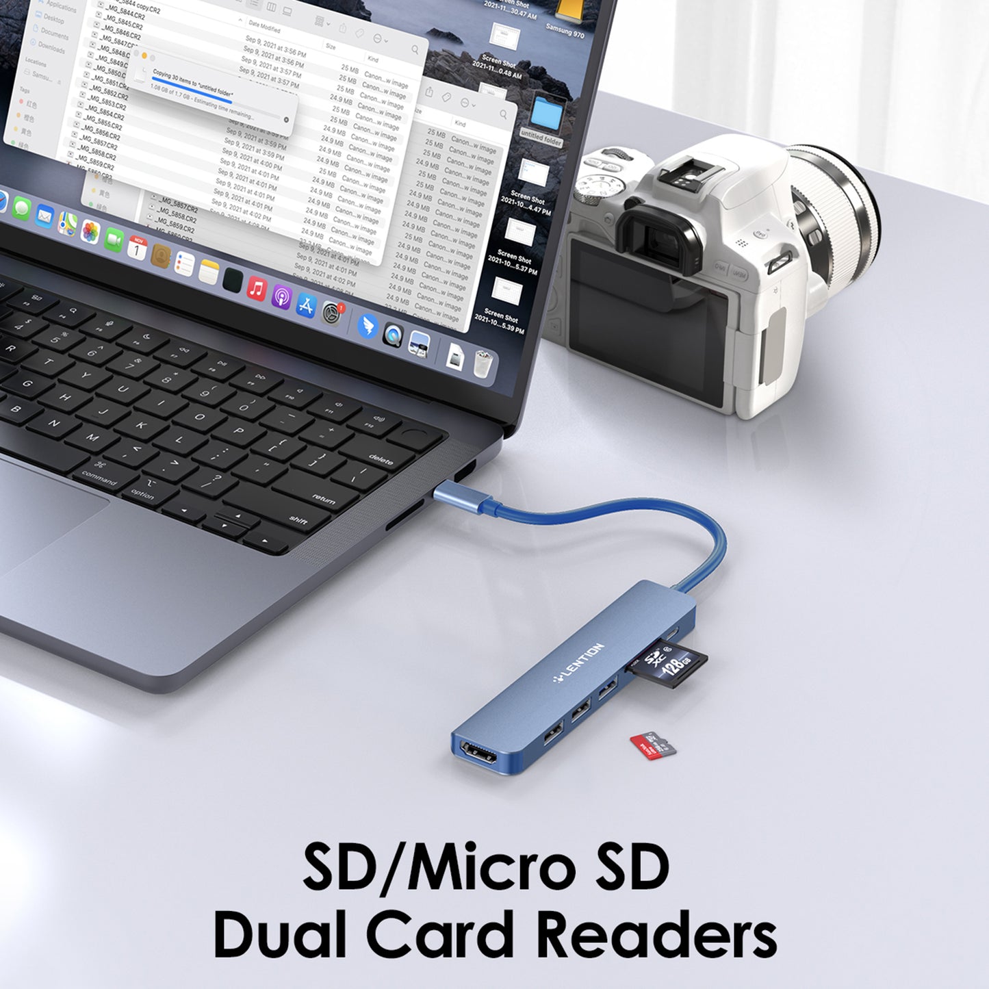 Uniqkart CE18HCR Cloud Ala Series Portable USB Hub Adapter Type-C Docking Station with USB+HD 4K / 30Hz+SD / TF+PD 100W - Blue