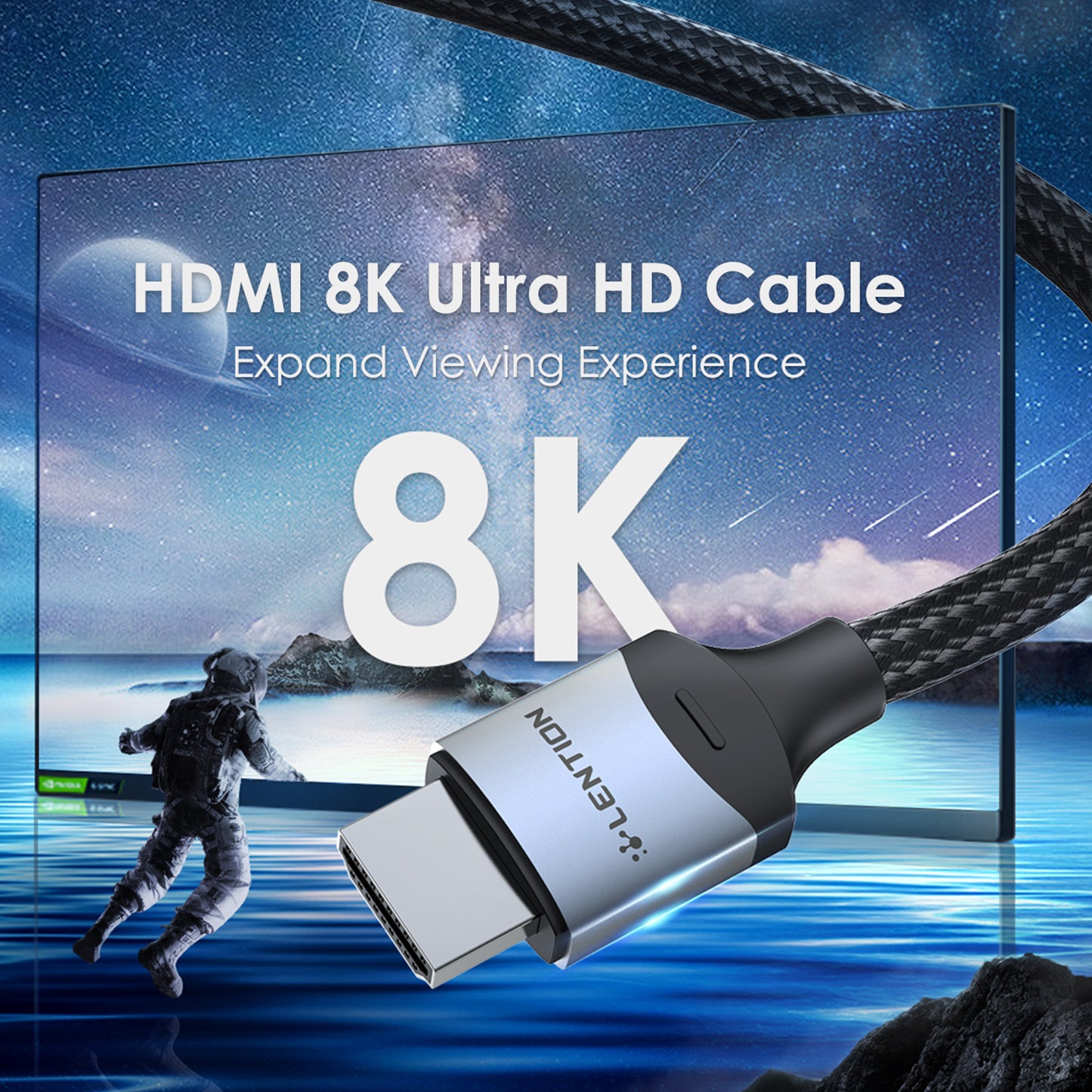Uniqkart M1 1m 8K Video HDMI 2.1 Male to Male Connection Line 48Gbps High-Speed HDMI Extension Cable