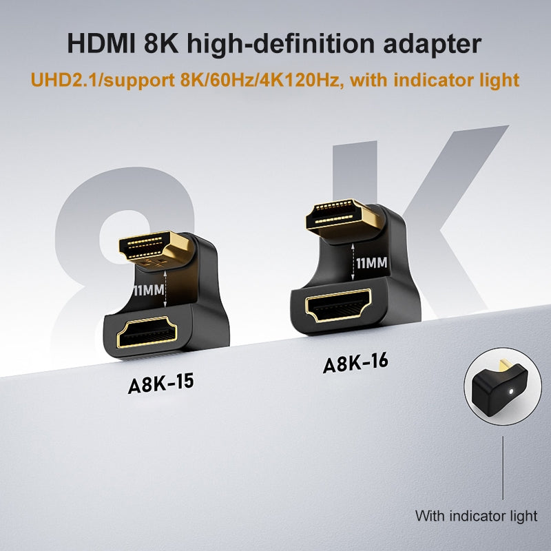 A8K-15 Front U-Shaped HDMI Male to Female Converter 8K HD Video HDMI Extension Adapter