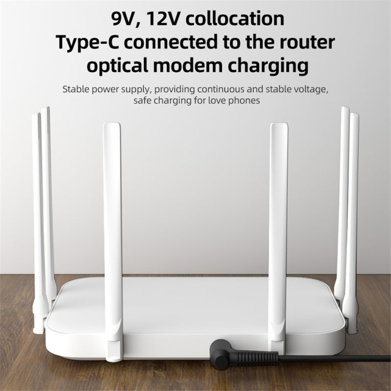USB-C to DC Power Cable 9V 5.5 x 2.1mm PVC Power Cord Adapter for Routers, Cameras, TV Box, Desk Lamps