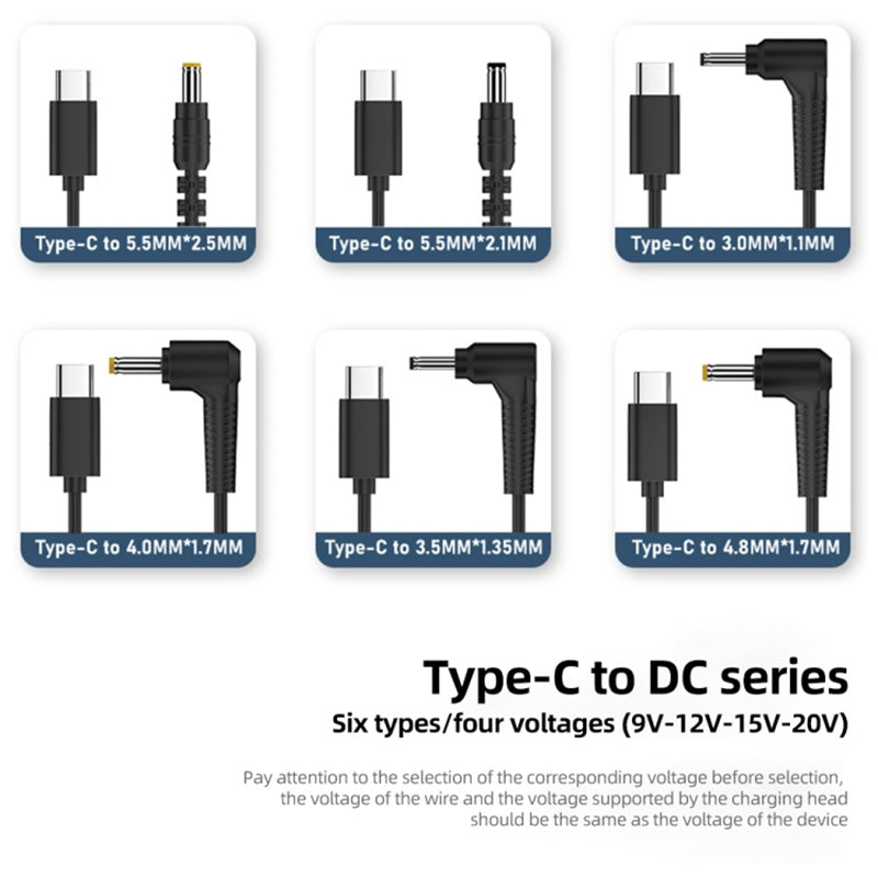 USB-C to DC Power Cable 9V 5.5 x 2.1mm PVC Power Cord Adapter for Routers, Cameras, TV Box, Desk Lamps