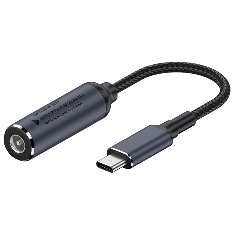 DC 5.5x1.0mm to Type-C Male PD 100W Cable Laptop Charging Converter Power Supply